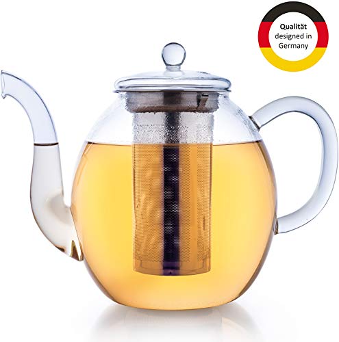 Creano Tetera con colador de vidrio, tetera de vidrio de 3 piezas con colador de acero inoxidable integrado y tapa de… - Imagen 7