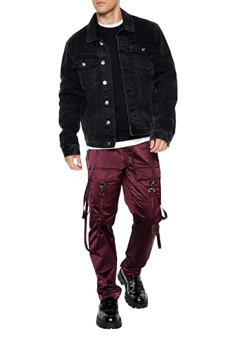 Forever 21 Men's Satin Drawstring Utility Strap Pants