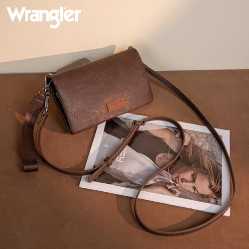 Image of Wrangler Crossbody Wallet Wristlet Large Capacity Wallet Women RFID Blocking Bifold Large Long Clutch Credit Card Holder Purse with Crossbody Strap