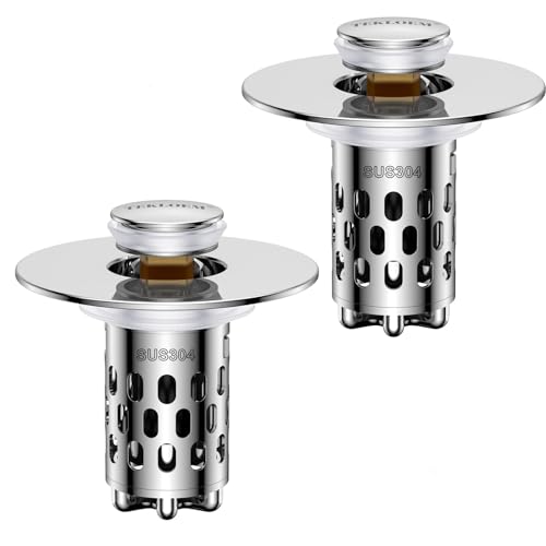 Bathroom Sink Drain Strainer,All Metal Pop-Up Sink Stopper with Removable