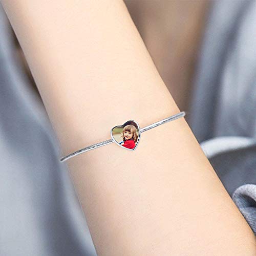 Custom Photo Charm Bead 925 Sterling SilverPersonalized Heart Picture with Loved Dear Charms Beads Fit Women Bracelet Necklace As Mother Daughter Present(Style 1)4