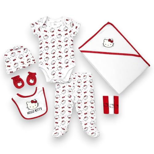 Hello Kitty Baby Girls 10-Piece Layette Set with Blanket Newborn Baby Clothes Infant Outfit Set White 3M