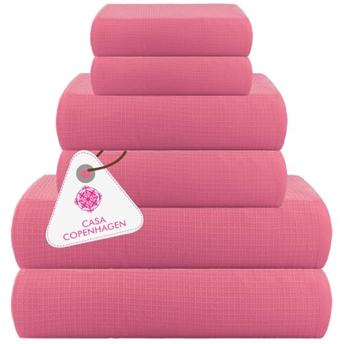 CASA COPENHAGEN 6-teiliges Badetuch-Geschenkset, 600 g/m², Rosa – Ansicht 1