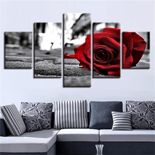 Peinture diamant de salon avec motif rose romantique pour une décoration de chambre pure