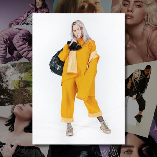 Image of auraposter Paper Billie Eilish Poster (Set of 40) Mini Posters (15 x10 cm) Billie Eilish's songs for Wall, Bedroom, Living room | Singer Billie Eilish Posters | Glue Dots Included