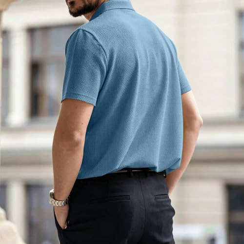 Camiseta Polo RTTUIOP para Hombre Manga Corta Casual Texturizada de Secado Rápido miniatura 3