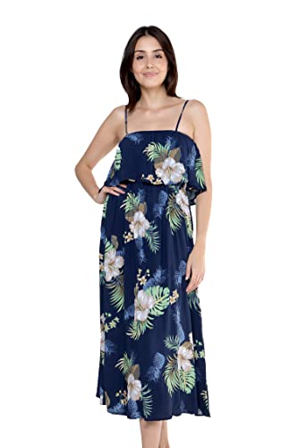 Image of Matchable Family Hawaiian Luau Men Women Girl Boy Clothes in Pineapple Garden Navy