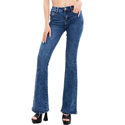 Toocool Jeans Mujer Pantalones Skinny Push Up Pata de Elefante Campana Vaqueros Elásticos Curvy Fit XM 986 [L, Ng 169 Azul]