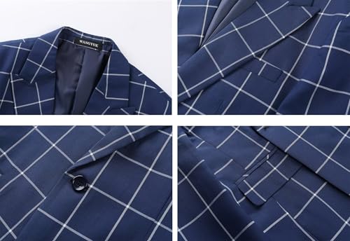 Wangyue Mens Plaid Blazer Checkered Blazer Jackets Slim Fit Suit Notched Lapel Two Button Jacket Casual Sports Coat4