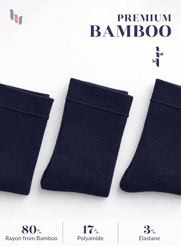 Image of Hugh Ugoli Women's Thin Soft Rayon Derived from Bamboo Crew Socks for Dress, Trouser, Seamless Toe & Non-Binding, 5-8 /9-11