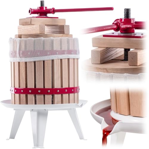 KADAX Obstpresse, Weinpresse 12 Liter, Manuelle Saftpresse mit Handkurbel, Obstmühle, Fruchtpresse, Entsafter...