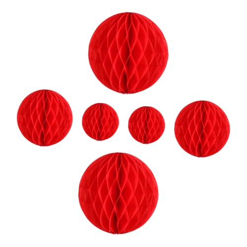 FIXOSHEE 6 Piezas Bolas Nido de Rojas Colgantes Decoración Fiesta Papel Plegable para Año San Valentín Sala