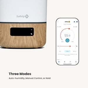 Safety 1st Connected Smart Humidifier — 1 Gallon (3.8L) Tank Size, Cool Mist Humidifier with Hygrometer and Nightlight, and Whisper Quiet for Baby Bedroom, Nursery, iOS and Android Compatible Safety 1st Connected Smart Humidifier–1 Gallon 38L Tank Size Cool Mist Humidifier with Hygrometer and Nightlight and Whisper Quiet for Baby Bedroom Nursery iOS and Android Compatible