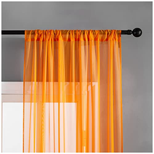 Voilages Rideaux - Décoration de Maison Rideau Draperies Motif de Croix Voile en Lin avec Galon Fronceur Souple Douceur d'Intérieur pour Salon Romantique Orange 100X200cm(1 Panneau) Cover