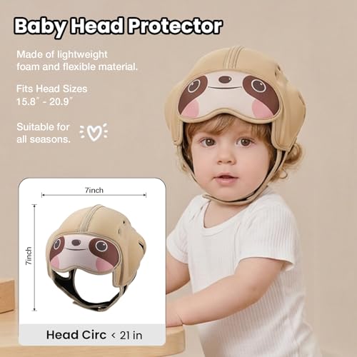 Image of Mambobaby Baby Head Protector Baby Helmet for Crawling Walking- Extra-Thick Deep Forehead Padding, Toddler Helmet 6-24 Months, Infant Safety, Ultra-Light Soft Desig-Sloth