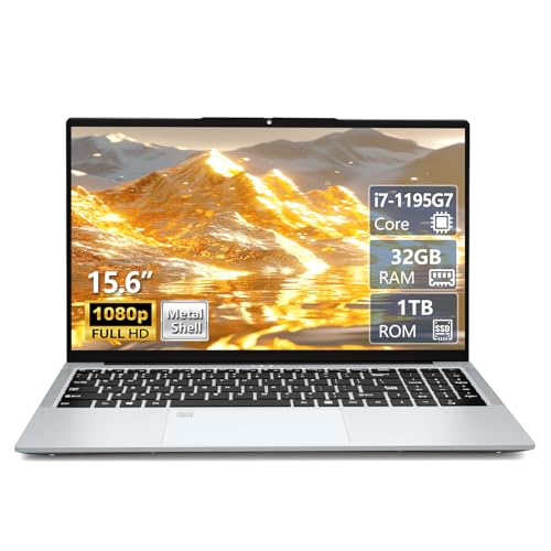 KUMNOSAL 2025 Gaming Laptop,15.6Inch Win 11 Laptop Computer with Quad Core i7-1195G7 Processo(Up to 5.0GHz), 32GB DDR4 1TB Hard Drive for Business, School,Game, Offic