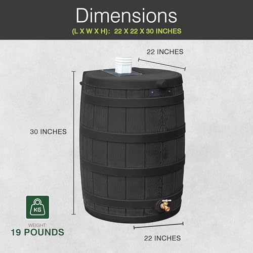 Image of Good Ideas Rain Wizard Water Collection Barrel, 50 Gallon, Black, 2 Pack