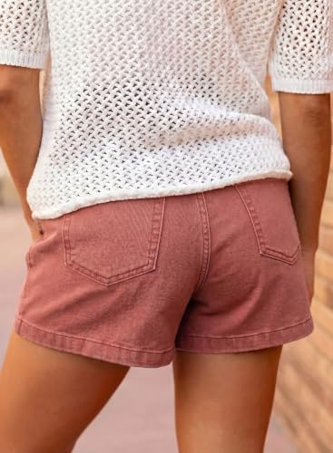 Image of Astylish Women's High Waisted Stretchy Jean Shorts Trendy Denim Shorts