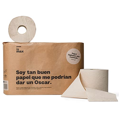 Papel Higiénico Baño Rollo WC Eco Reciclado Rollos Water 2 Capas 320 Servicios Ecologico Natural - Caja de 6 rollos