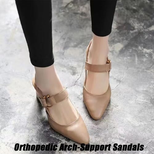 Vera Zala Orthopedic Heels, Elegant Slingback Dress Shoes Pointed Straps Leather Sexy High Heels Sandals for Women3