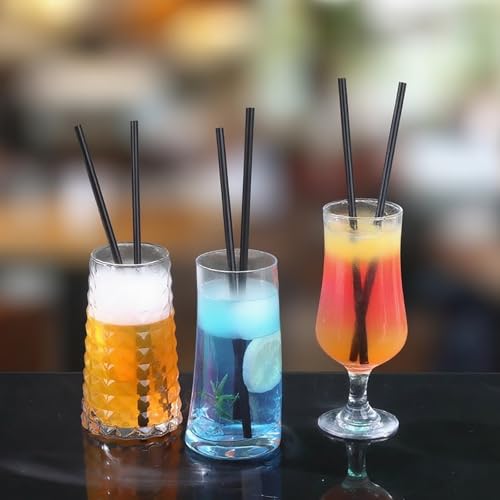 Disposable beverage straw[200 Count] 10.24 Inch Coffee & Cocktail Stirrers/Straws Disposable Plastic Sip Stir Swizzle Sticks  (200, black) - Thumbnail 5