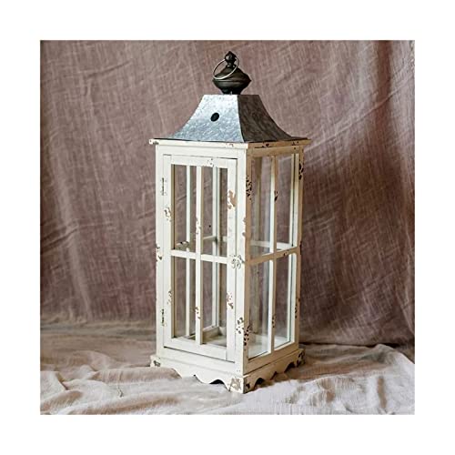 Lijiaxiuyc-101 Candelabros Gran candelabro de Madera, decoración de Cristal, jardín, Patio, Farol nostálgico, candelabro para Restaurante(Grande)