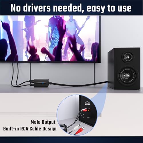 Image of 192kHz DAC Digital to Analog Audio Converter 7ft /2.1m Digital Audio Optical to RCA Cable SPDIF to RCA Converter with Built-in Audio Amplifier Chipset for HDTV, DVD, Blu-Ray Players
