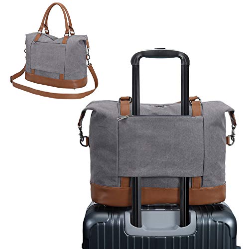 Camtop Women Ladies Weekender Travel Bag Canvas Overnight Carry-On Duffel Tote Luggage (Gray) #TOP7