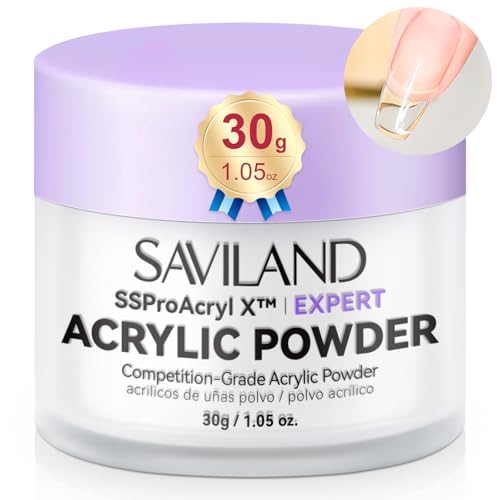 SAVILAND Ultra-Smooth Clear Acrylic Powder: Keratin Professional Acrylic Nail Powder Ultra Sculpture Tech for 3D Carving Nail Extension Tech Salon Studio Manicure