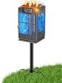 Solar Bug Zapper Outdoor, Waterproof Mosquito Zapper Type-C & Solar Powered, Auto On/Off, Cordless 4200V Electric Fly Zapper, 5000mAh Rechargeable Mosquito Trap Killer for Patio Backyard Camping
