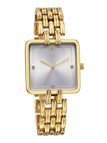 Image of Fastrack Vyb Minimalist with Quartz Analog Silver Dial Gold Alloy Strap Watch for Girls - FV60122YM01W