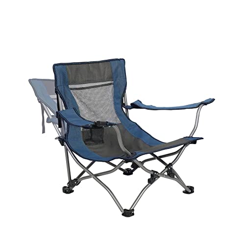 Redcamp Low Beach Chair With Adjustable Backrest And Cup Holder, Portable Camping Chair With Adjustable Armrest, Low Lawn Chair For Outdoor Bbq, Travel, Picnic, Navy 1 Pack #TOP8