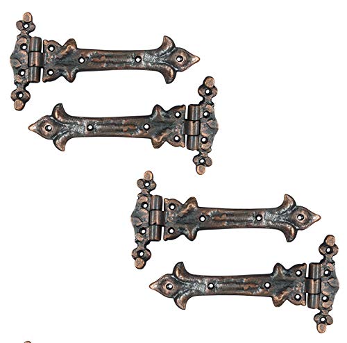 Image of Adonai Hardware Adonijah Antique Cast Iron Strap T Hinge (7.9 inch x 4 Pack, Antique Copper) for Barn Doors, Gates, Kitchen Cabinets, Sheds, Wooden Box, Furniture, Cedar Chest and Trunks