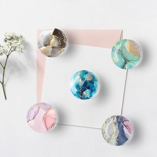 Image of Colorfull Fridge Magnets Marble Texture Crystal Refrigerator Glass Magnet Decorative Fridge Strong Small Cute Colorful Magnet for Kitchen Office Whiteboards Cabinets Photos Party (Design 1)