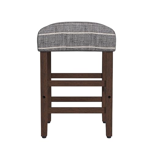 Image of HomePop Open-Back Counter Stool, 24-Inch, Midnight Gray Stripe
