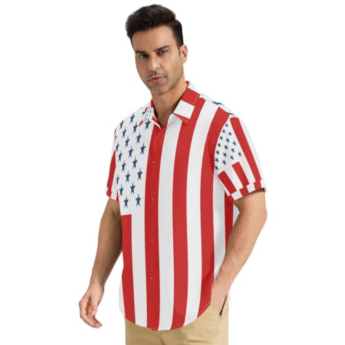 Chemise boutonnée légère homme S motif drapeau civil civil des États-Unis