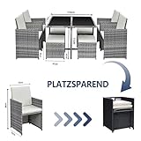 Ribelli 9-teiliges Gartenmöbel Set Lounge Set cremefarbenen Kissen Tisch Plus Vier Stühle und 4 Fußhocker - 6