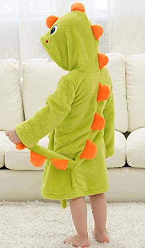 Boys Girls Bathrobe Kids Toddler Cartoon Dinosaur With Tail Hooded Sleep Robe3