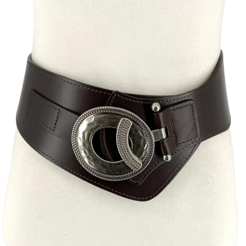 Wide Vintage Full Grain Leather Elastic Corset Concho Boho Belt3