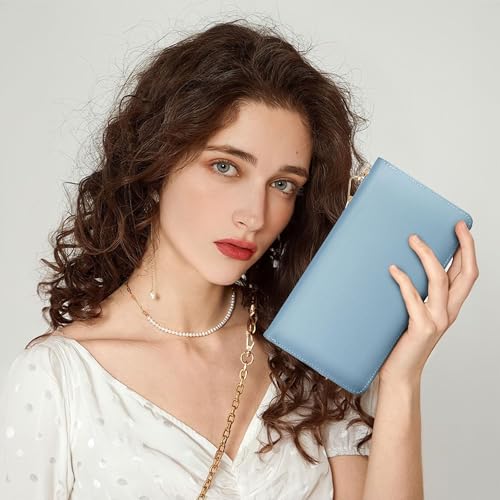 Image of Chelmon Women's Vegan Leather Clutch Wallet with Zip, Hand Strap, Large Capacity