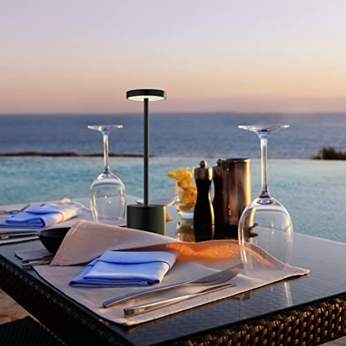 HYMZP Lámpara de Mesa Inalámbrica, Lámpara de Mesa LED Recargable de 5000mAh,Regulable, Lámpara de Metal, Para el Comedor, el dormitorio, el exterior （Negro - imagen 4