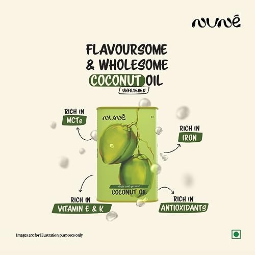 Image of Nune Virgin Cold Pressed Coconut Oil - 2 Litre Bottle (Pack of 2) With Pure & Certified Cooking Oil