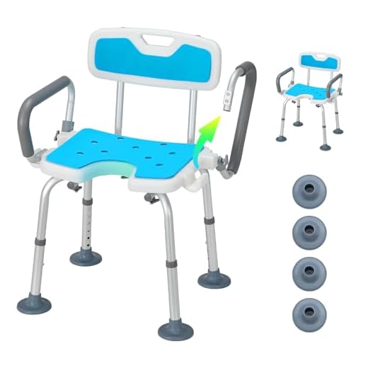HEAO Heavy Duty Shower Chair with Detachable Arms and Back 350 lbs, Shower Cutout Seat with 3.9" Non-Slip Rubber Tips, Bathtub Chair for Handicap, Disabled, Seniors & Pregnant