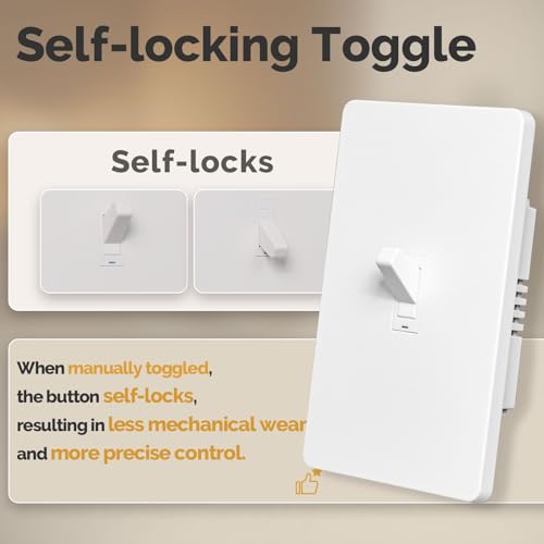 MOES Smart Toggle Light Switch, Single Pole & 3 Way Wall Switch 2.4G WiFi, ON/Off Style, Neutral Wire Required, Smart Life APP Remote Control, Work with Alexa/Google Home, No hub Required White - Thumbnail 2