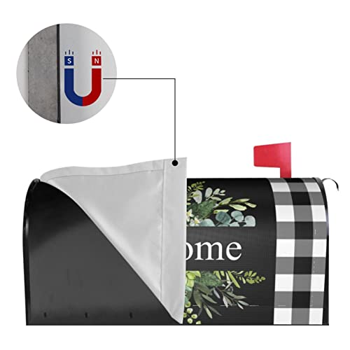 Hodmadod Spring Welcome Mailbox Covers Magnetic 21X19 Inch Farmhouse Wreath Mailbox Covers Unique Country Buffalo Plaid Mail Wraps Decor Waterproof Post Box Cover For Garden Yard Home Decorations #TOP3