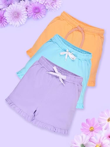 Image of KiddoPanti Girls 100% Cotton Bottom Hem Frill Hot Shorts
