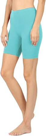 NioBe Clothing Womens Stretchy Cotton Spandex Biker Running Shorts Bermuda | 95% Cotton | Gym & Workout | Elastic Waist, Not See Through, Lightweight, Stretchy Fabric