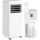 HOMCOM Aire Acondicionado Portátil 3 en 1 9000 BTU Enfriador Ventilador Deshumidificador 24,1 L/Día con Control Remoto Pantalla LED Temporizador 24h 2 Velocidades para Habitación 28m² Blanco