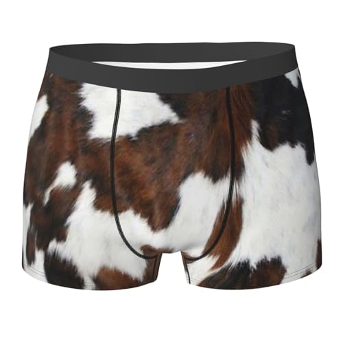 Poadnly Textura de Piel de Vaca Color Canela, Negra y Blanca,Calzoncillos bóxer novedosos para Hombre, Calzoncillos de poliéster Suave,XL