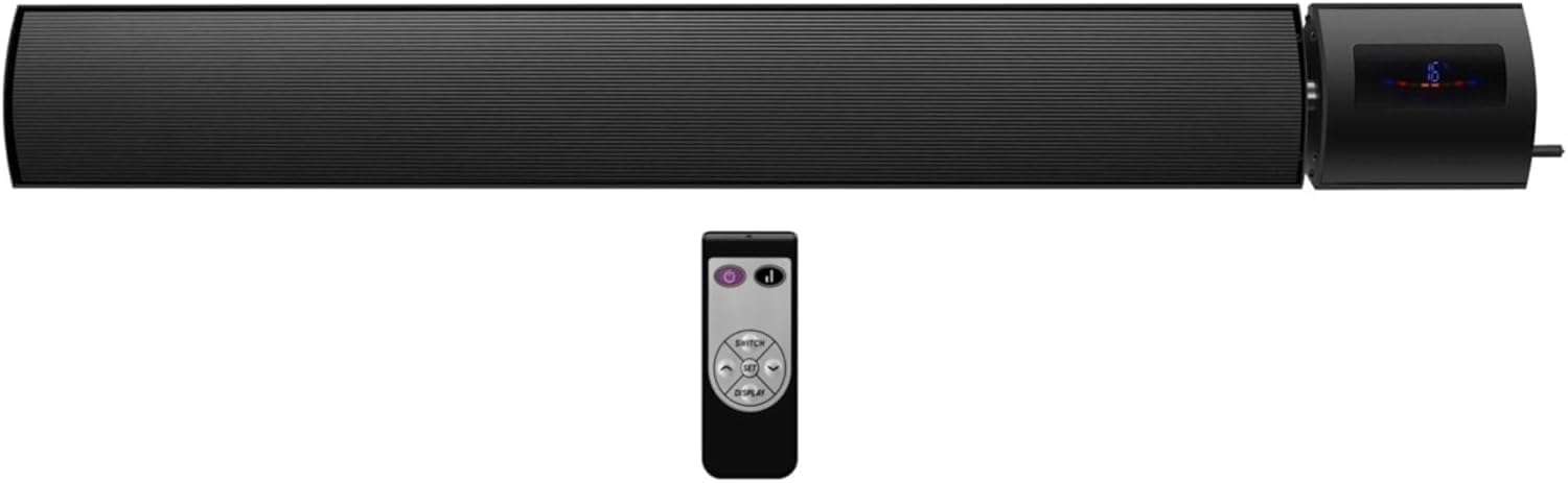 Qualitätsheizung Infrarot-Terrassenheizung – Elektrischer Terrassenheizer hängend, Caleo, WLAN, mit Fernbedienung… (2400 Watt: 154 × 15 × 6,5 cm)